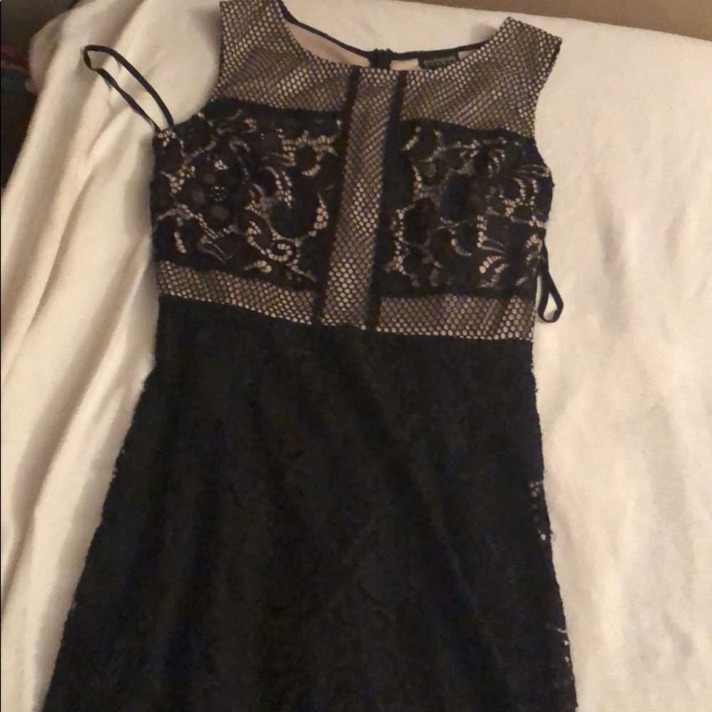 Nude and black dress